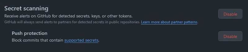 github secret scanning
